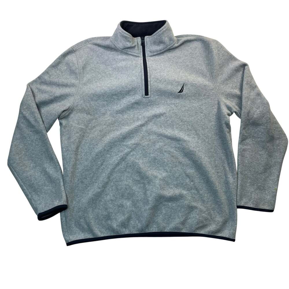 Nautica Quarter Zip Fleece Pullover Gray Men’s Large